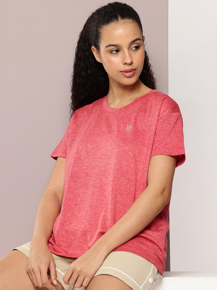 DILLINGER Womens Polyester Plain Boxy Regular Fit Red T-Shirt-image-17
