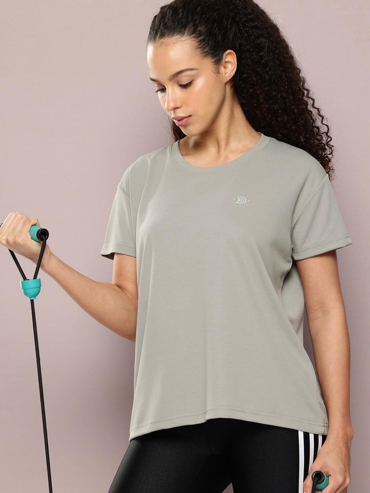DILLINGER Womens Polyester Plain Boxy Regular Fit Metallic Grey T-Shirt-picture-15