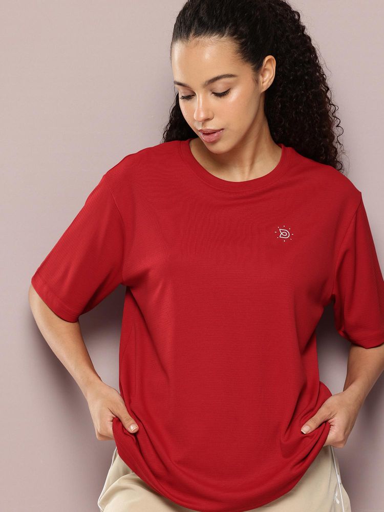 DILLINGER Womens Polyester Plain Oversized Fit Rust T-Shirt-picture-12