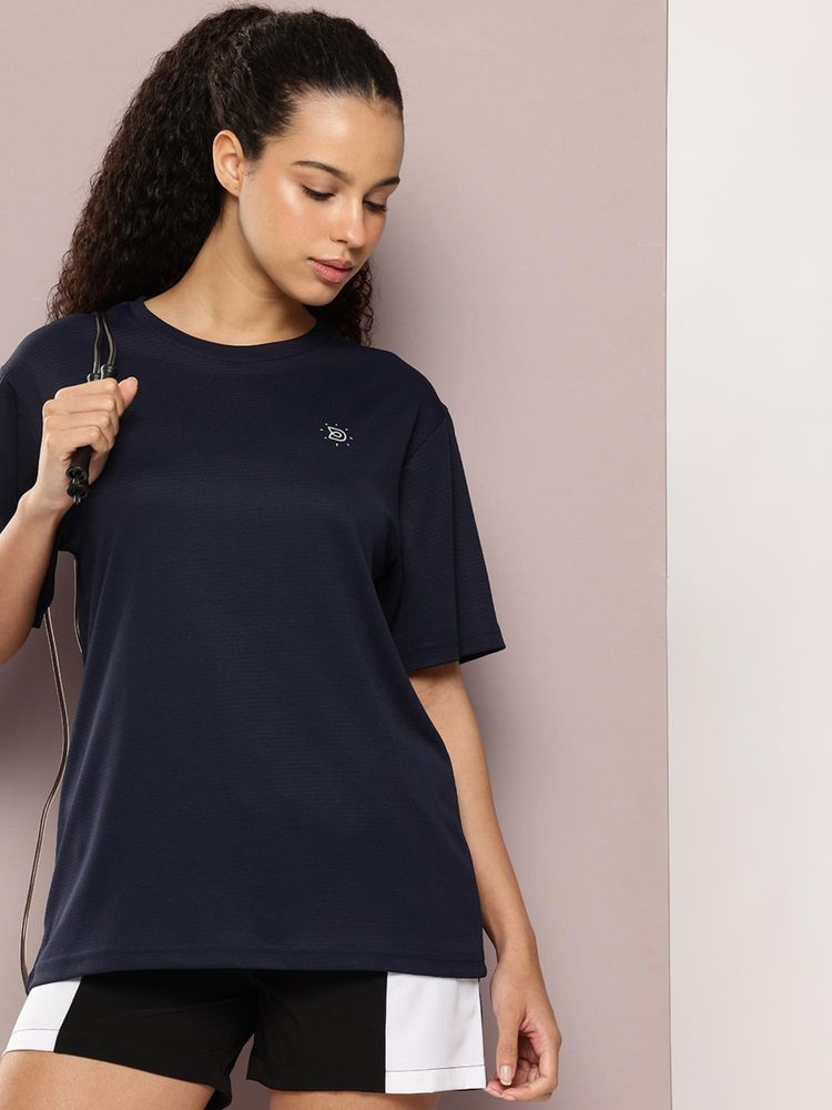 DILLINGER Womens Polyester Plain Oversized Fit Navy Blue T-Shirt-picture-18