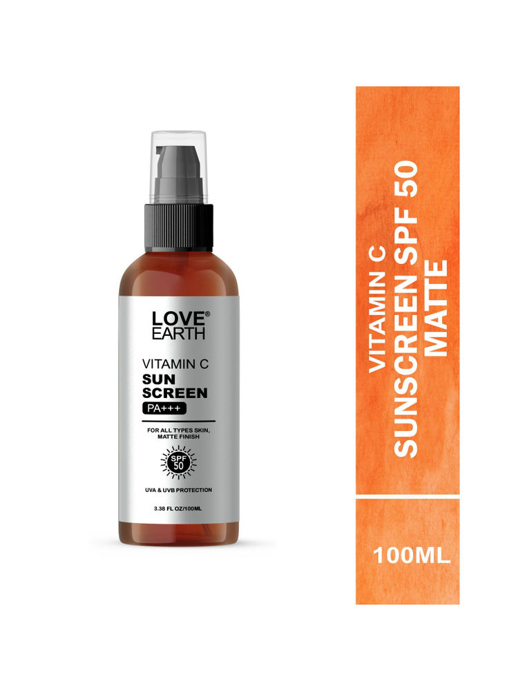 Love Earth Vitamin C Sunscreen SPF-50 for UVA UVB Ray Protection with Vitamin CEssential Oils