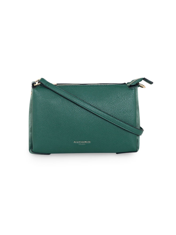 Accessorize London Women'S Faux Leather Green Sofia Suedette Sling Bag-picture-19