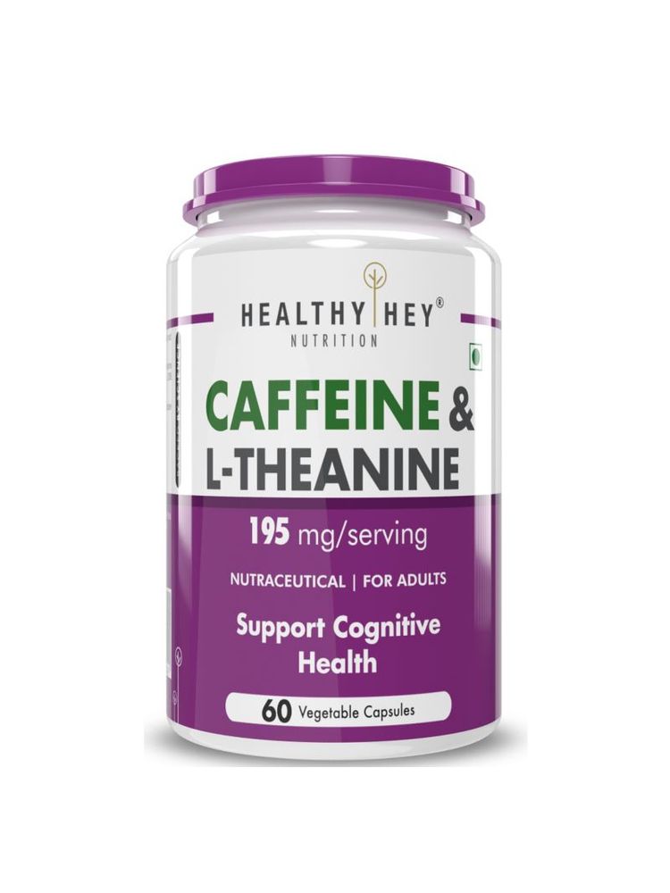 HealthyHey Nutrition Natural Caffeine + L-Theanine 60 Veg Capsules