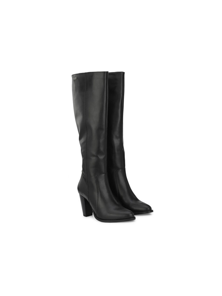 Delize Black Solid Women's Knee Boots-image-18