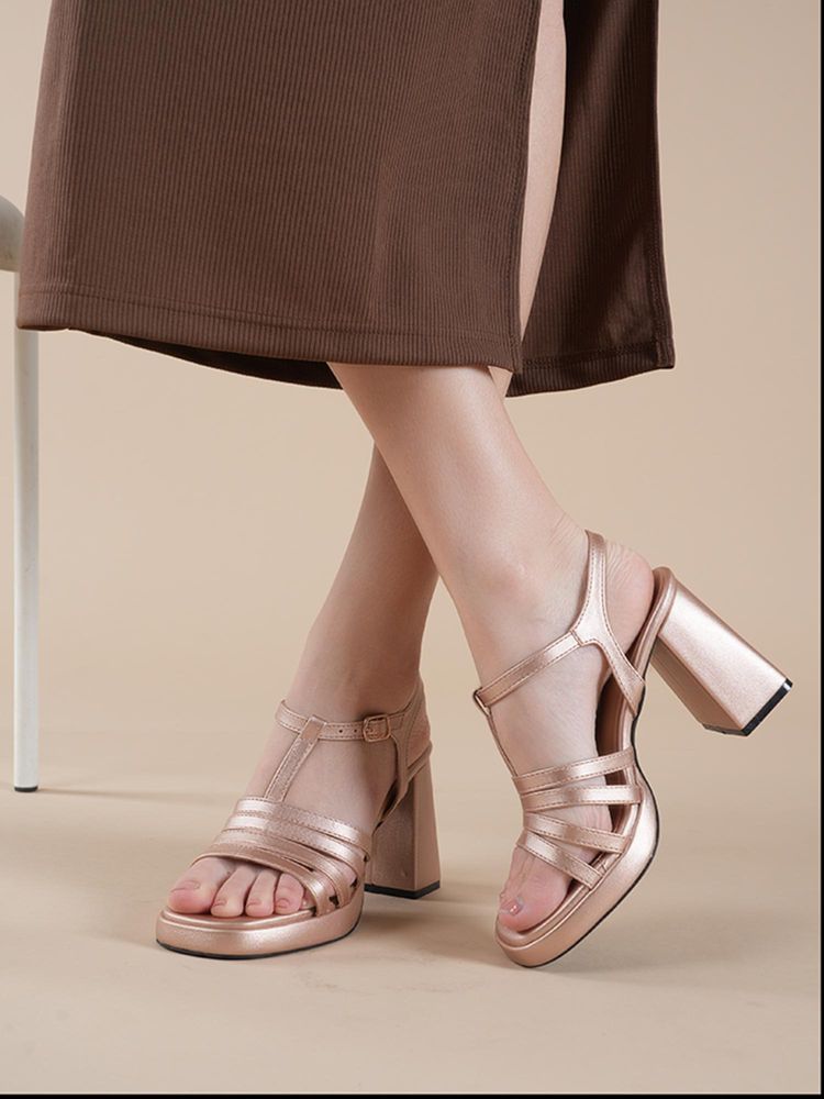 MOZAFIA Women Rose Gold Classic Block Heels-picture-28