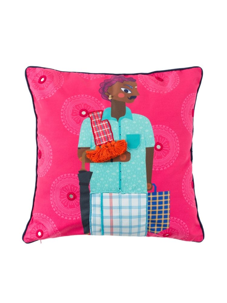 Chumbak Sara Ali Khan's Out & About 16Inches Cushion Cover - Pink-image-19