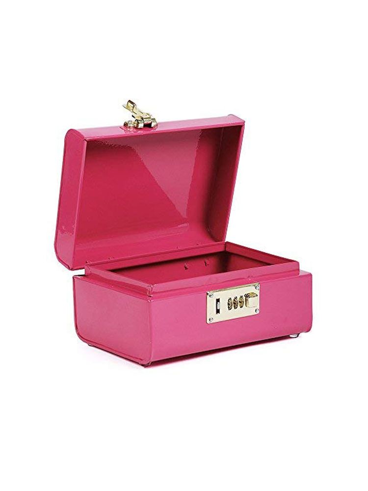 Living With Elan Pink Vintage Metal Storage Trunk-picture-28
