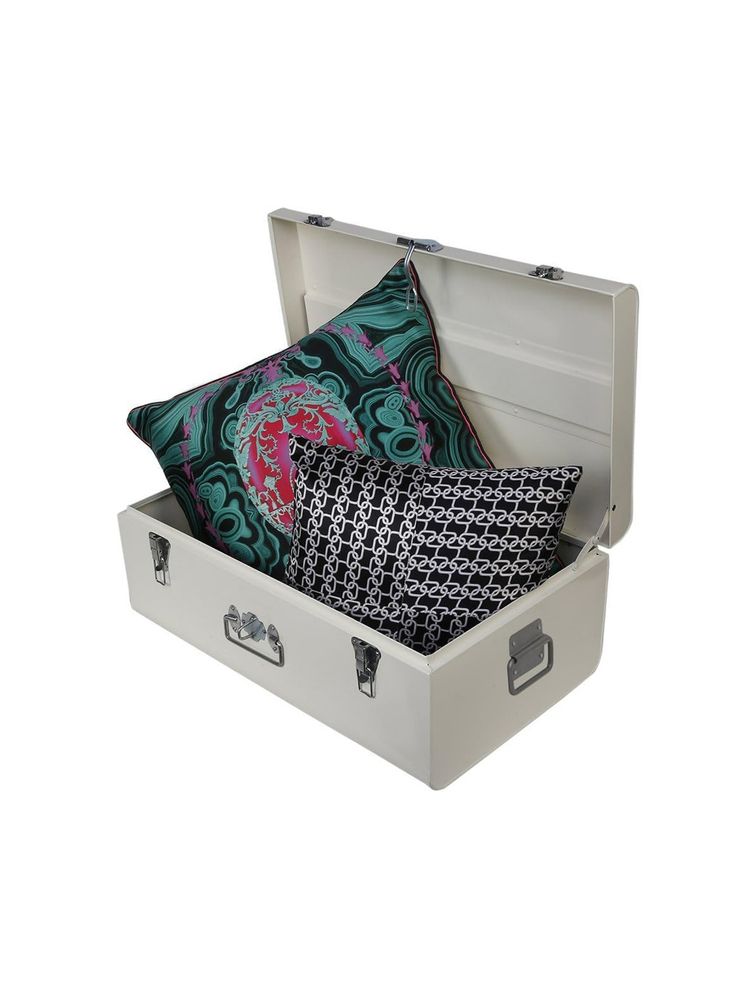 Living With Elan White Metal Vintage Storage Trunk-image-40