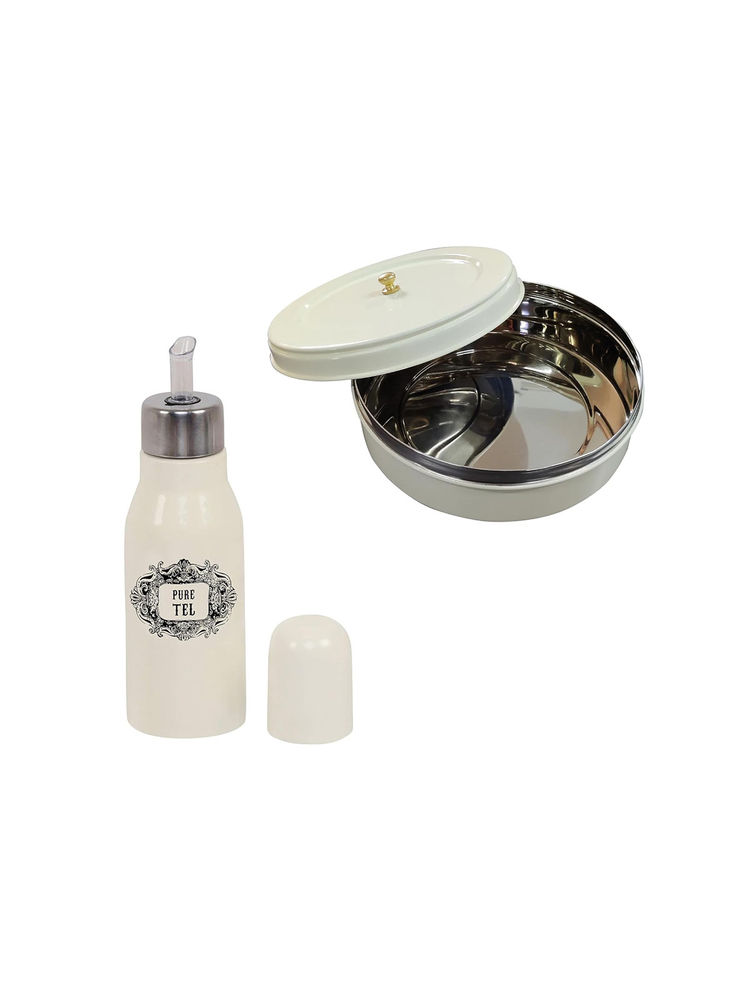Living With Elan Stainless Steel Roti Box and Oil Dispenser (Set Of 2)-image-31