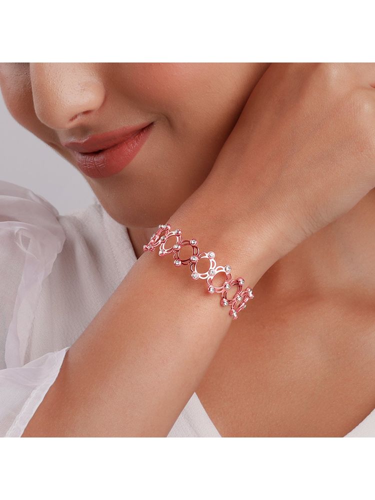 Giva 925 Sterling Silver Rose Gold Supple Adjustable Bracelet For Women-picture-13