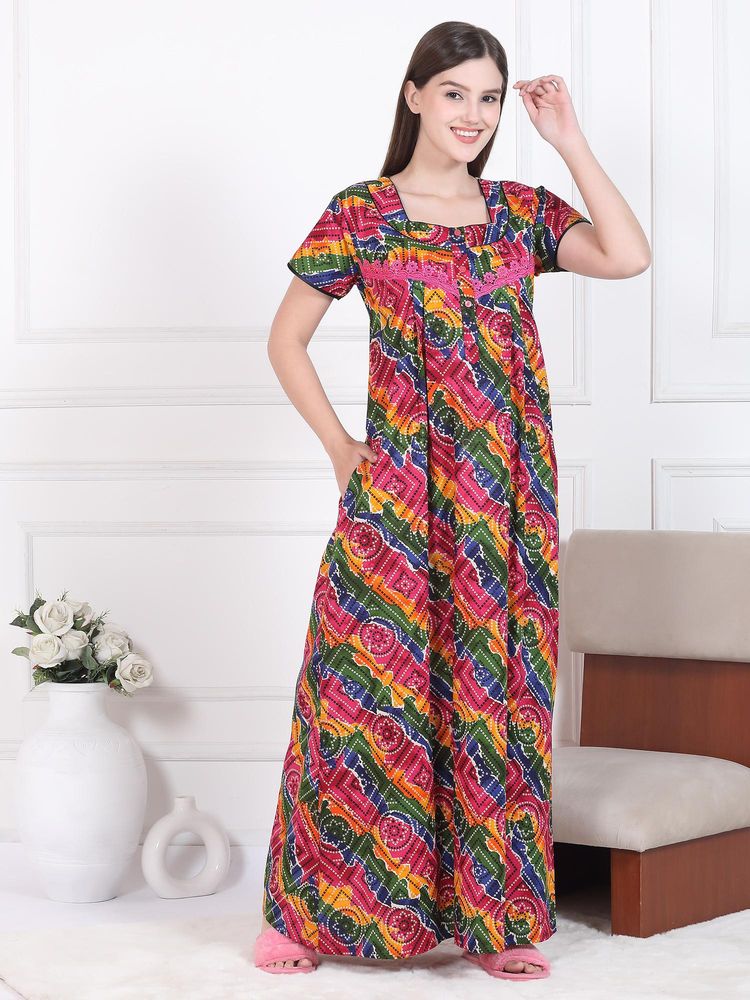 Sweet Dreams Womens Printed Nightdress Multi-Color-picture-13