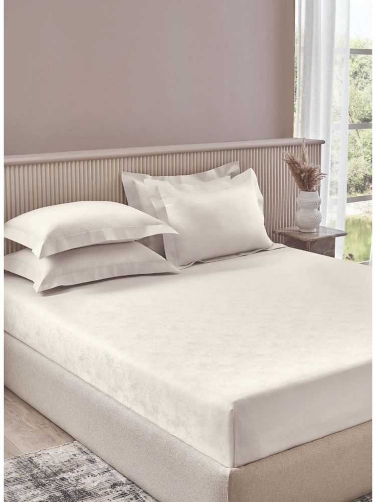 SANSAAR A D'DECOR BRAND LIVE CONSCIOUSLY Bright White King Bedsheet with 2 Pillow Covers-image-6