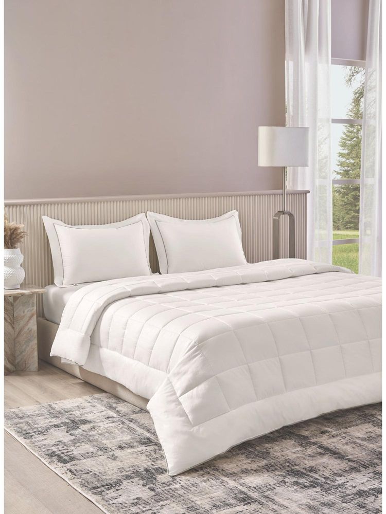 SANSAAR A D'DECOR BRAND LIVE CONSCIOUSLY White Smoke King Bedsheet with 2 Pillow Covers-image-14