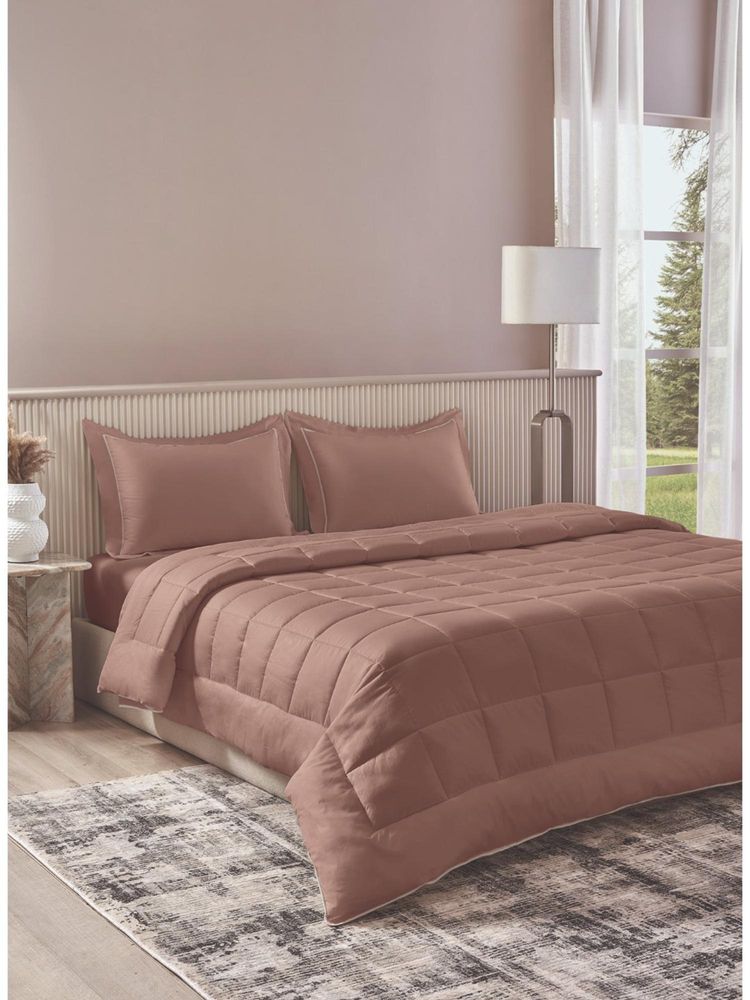 SANSAAR A D'DECOR BRAND LIVE CONSCIOUSLY Misty Rose King Bedsheet, Comforter with 2 Pillow Covers-image-20