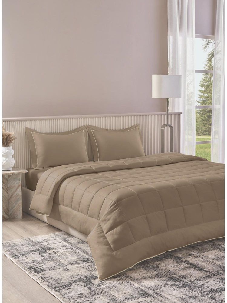 SANSAAR A D'DECOR BRAND LIVE CONSCIOUSLY Belmont-Taupe Grey King Bedsheet with 2 Pillow Covers-picture-22