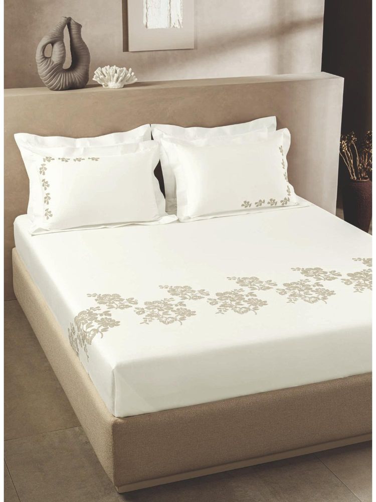 SANSAAR A D'DECOR BRAND LIVE CONSCIOUSLY Star White Peyote King Bedsheet With 2 Pillow Covers-picture-15