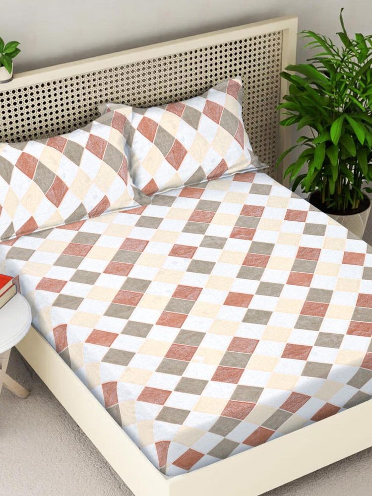FABINALIV Multi-Color Geometric Woollen King Size Double Bedsheet With 2 Pillow Covers-image-10