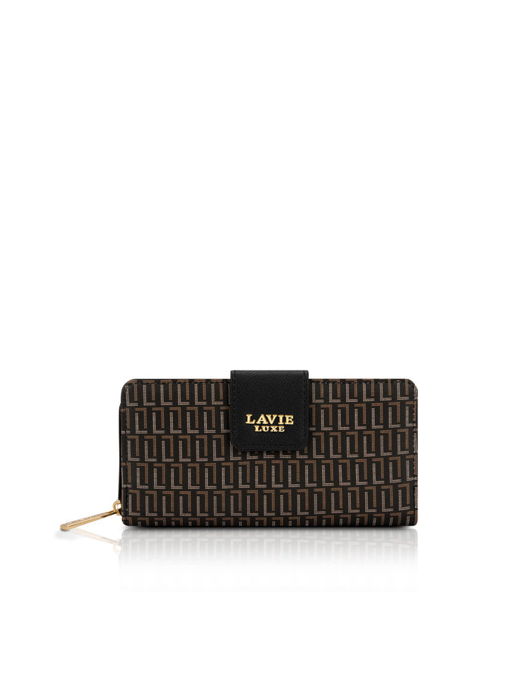 Lavie Luxe Mono Mia25 Womens Bifold Zip Black Wallet (L)-image-18