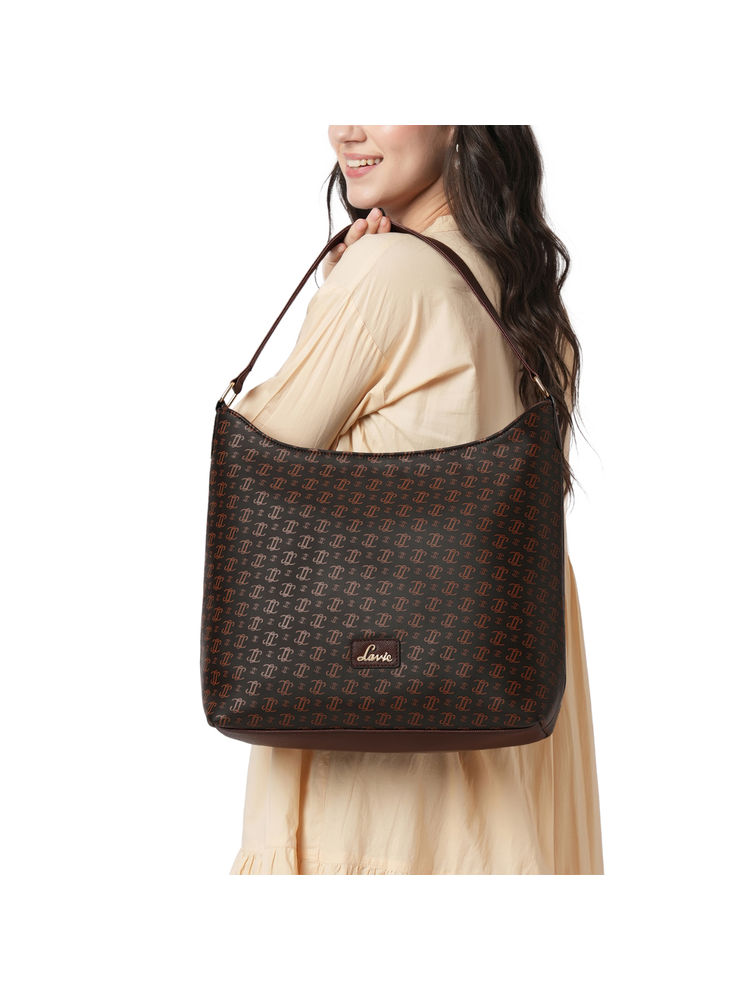 Lavie Women's Portia Monogram LL Print Hobo (CHOCO) (L)-picture-20