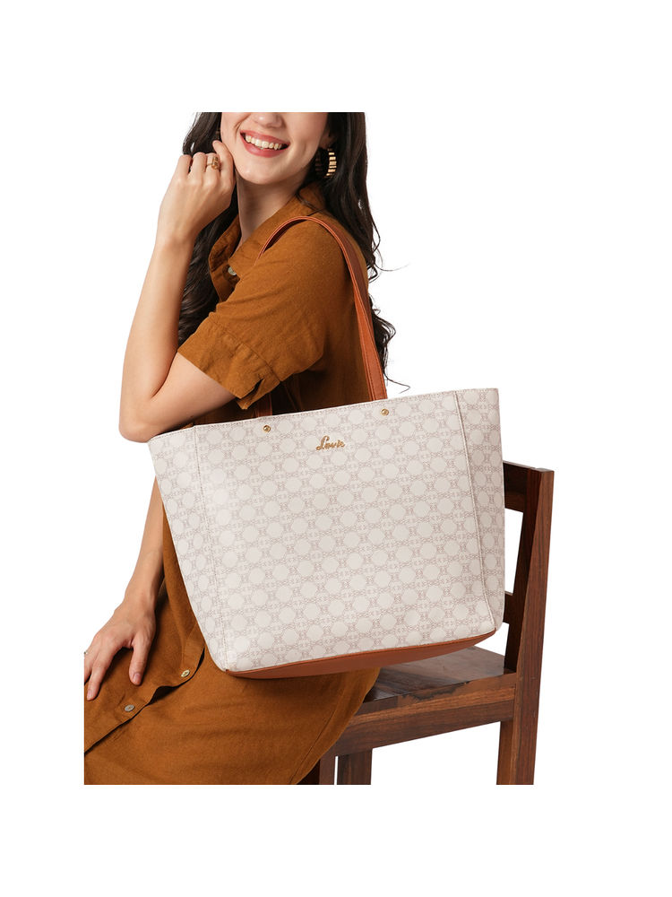 Lavie Mono Amanda Women's Large Tote Handbag (Offwhite) (One Size)