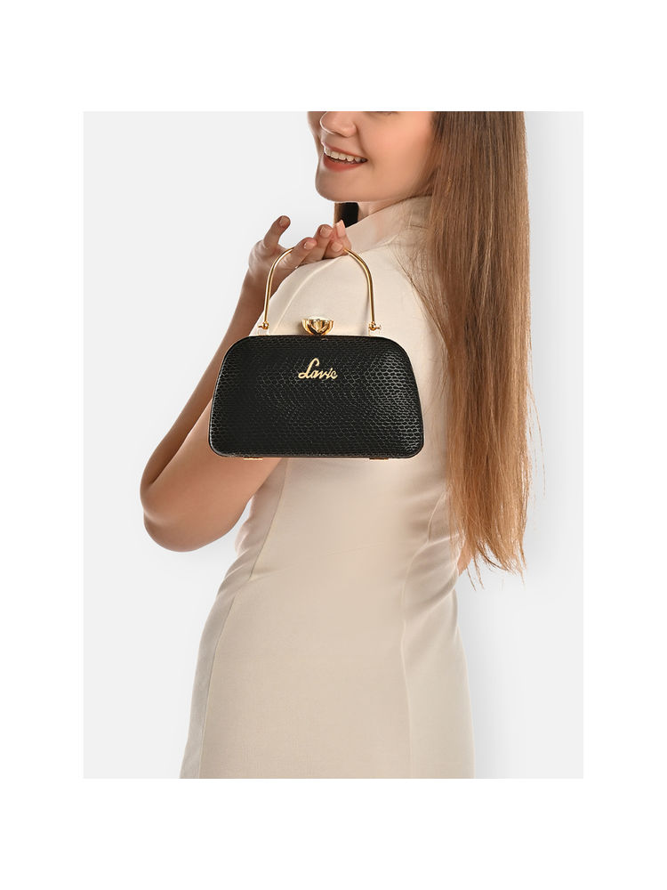 Lavie Women Black Textured Clutch (S)-image-7