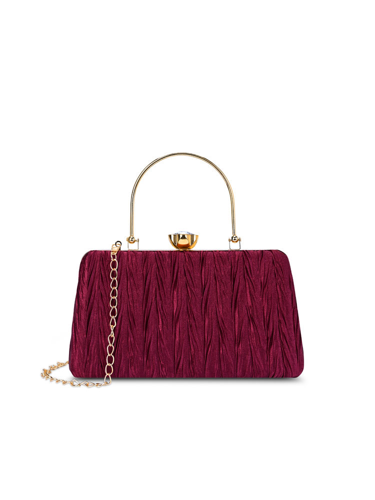 Lavie Womens Wine Tara Framed Clutch with Detachable Strap (S)-image-17
