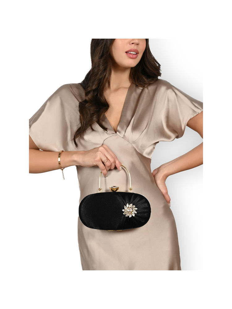 Lavie Womens Black Shaiz Oval Framed Clutch with Detachable Strap (S)-picture-26