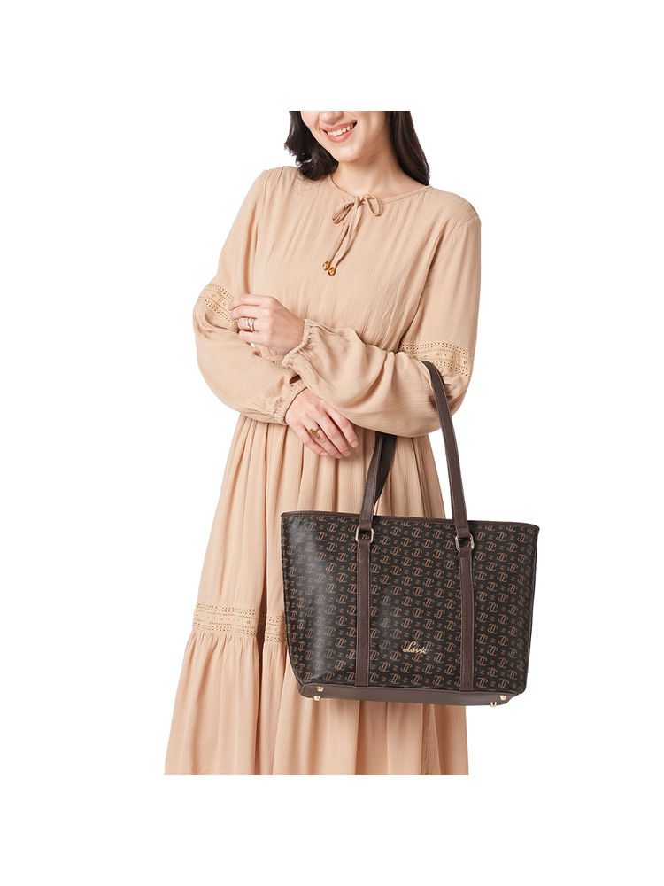 Lavie Womens Brown Mono Ll Meryl Tote Bag (L)-image-20