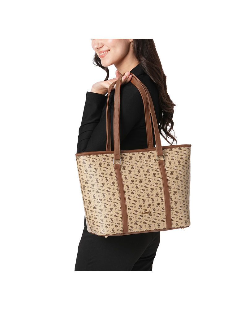 Lavie Womens Beige Mono Ll Meryl Tote Bag (L)