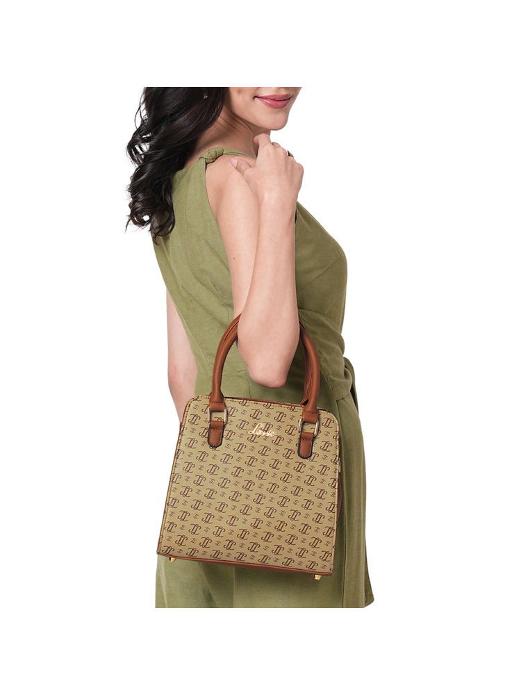 Lavie Womens Beige Mono Ll Tyra Satchel with Detachable Strap (S)-picture-16