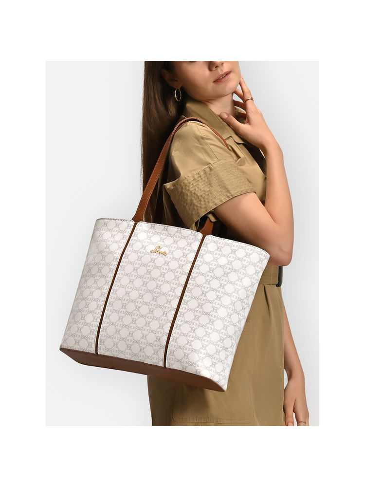 Lavie Womens White Mono Neghan Tote Bag (L)