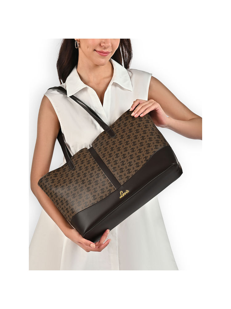 Lavie Womens Brown Mono Ll Samara Tote Bag (L)-image-25