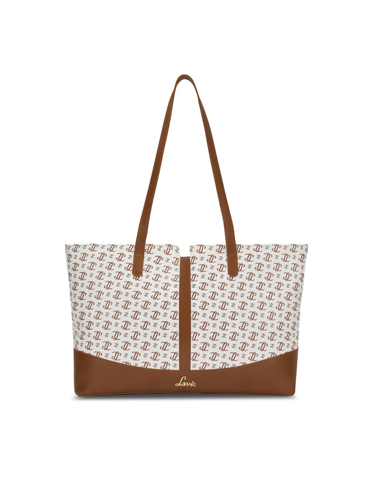 Lavie Womens White Mono Ll Samara Tote Bag (L)-picture-28