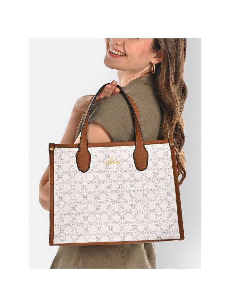 Lavie Womens White Mono Kelissa Satchel with Detachable Strap (L)-picture-10