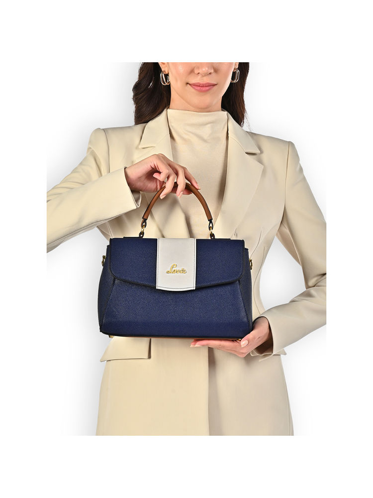 Lavie Womens Navy Blue Nicky Colorblock Flap Sling Bag (L)-picture-13