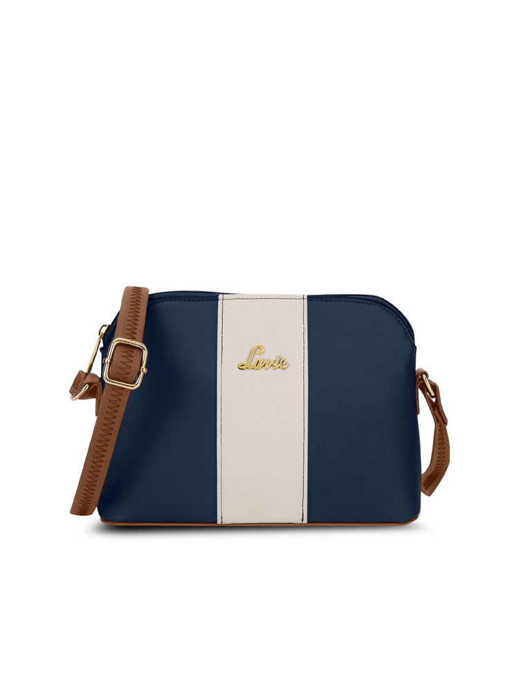Lavie Womens Navy Blue Janice Colorblock Horizontal Sling Bag (M)-picture-14