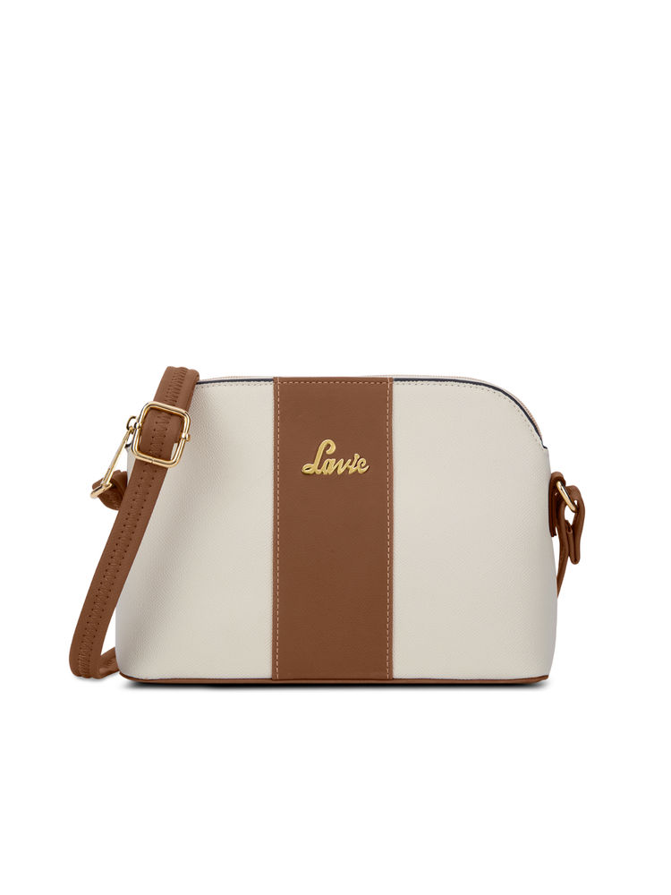 Lavie Womens Off White Janice Colorblock Horizontal Sling Bag (M)-image-24
