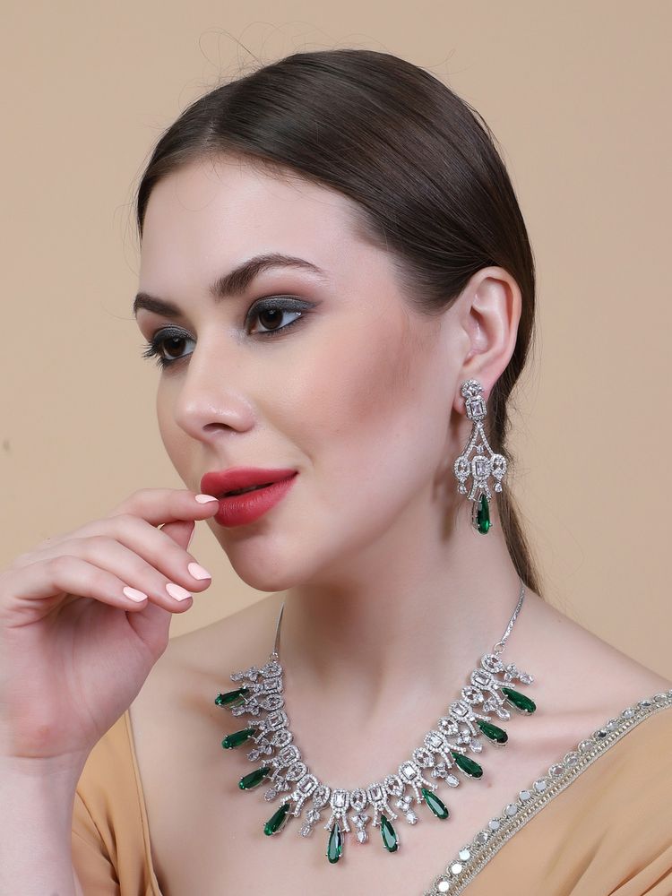 STILEADDA Sparkling Green Ad Necklace Set-picture-48