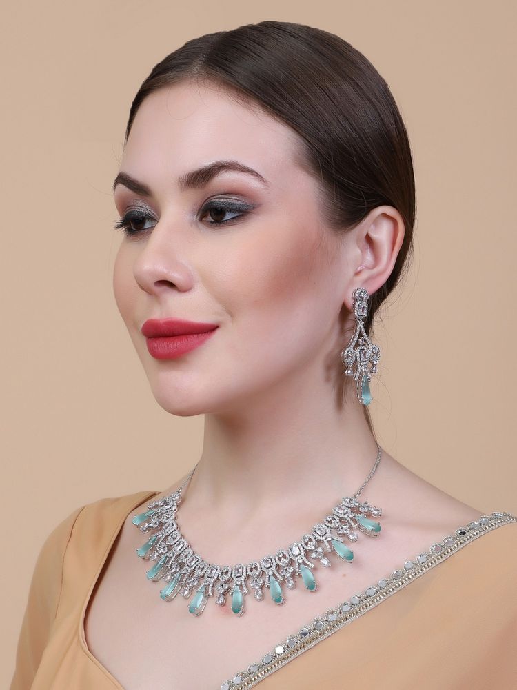 STILEADDA Sparkling Turquoise Ad Necklace Set-picture-5