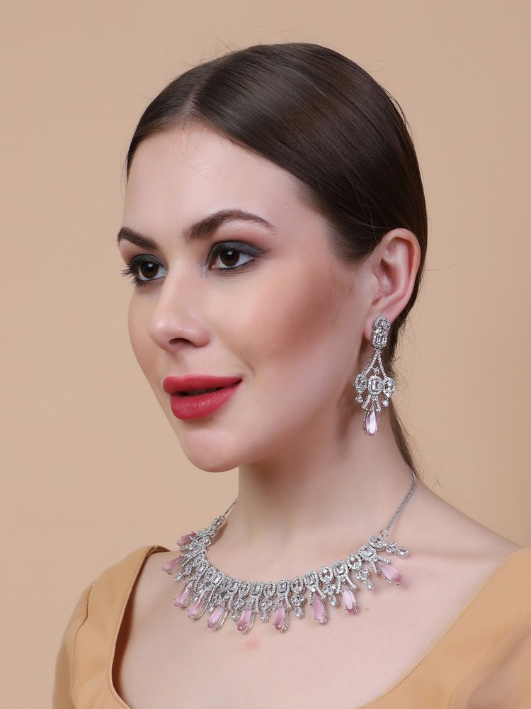 STILEADDA Sparkling Pink Ad Necklace Set-picture-12