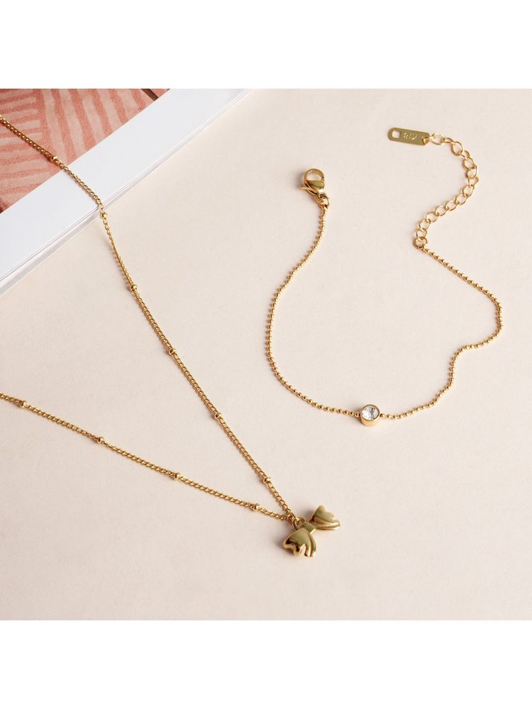 Palmonas Solitary Spark Bracelet and Ribbon Pendant Necklace Jewellery Set-picture-13