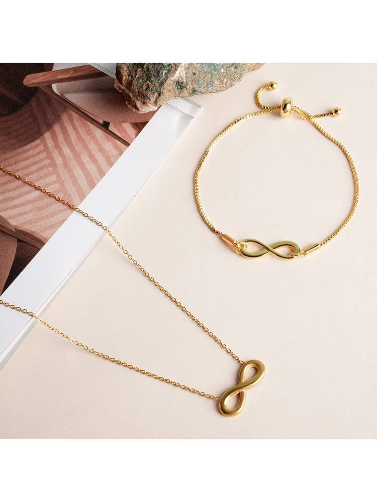 Palmonas Golden Infinity Necklace and Infinity Wish Bracelet Jewellery Set-picture-17