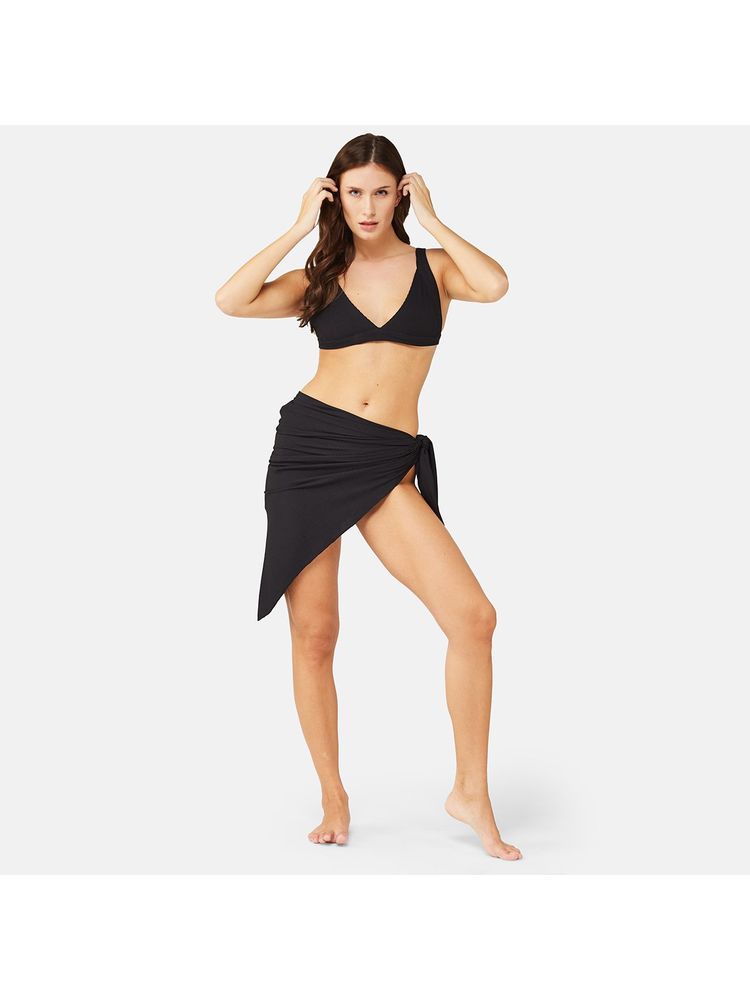 Secrets By Zerokaata Women Stretchable Ribbed Swim Bikini Set with Sarong