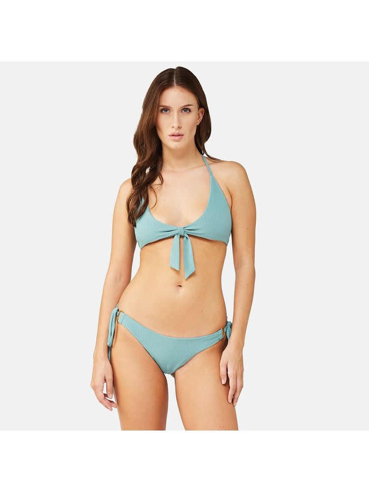 Secrets By ZeroKaata Women Stretchable Ribbed Halter Swim Bikini Set-picture-6