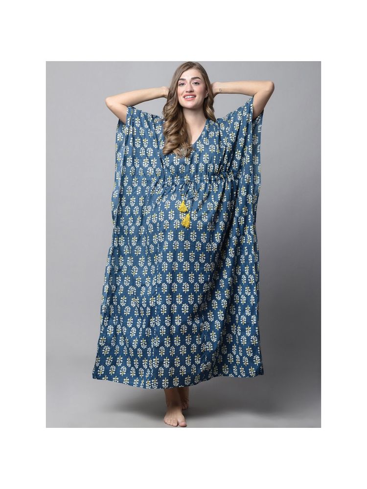 Secret Wish Navy Blue Floral Maternity Kaftan-image-30