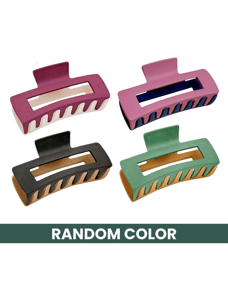 Matra Hair Claw Clip Dual Colour Rectangular Matte Big Large Clutches - Gift pack-image-18
