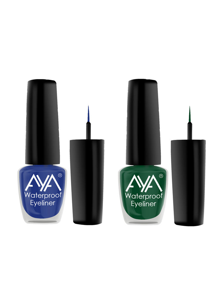 AYA 24 Hrs Long Lasting & Waterproof Eyeliner (Set Of 2) - Metallic Green N Metallic Blue-picture-20