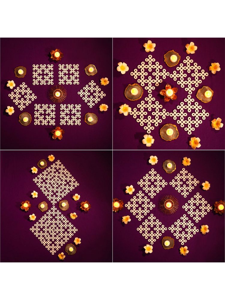 Island Rangoli Abhra Kolam Motif - Set Of 9 (6 Inches) Regional Rangoli-image-40