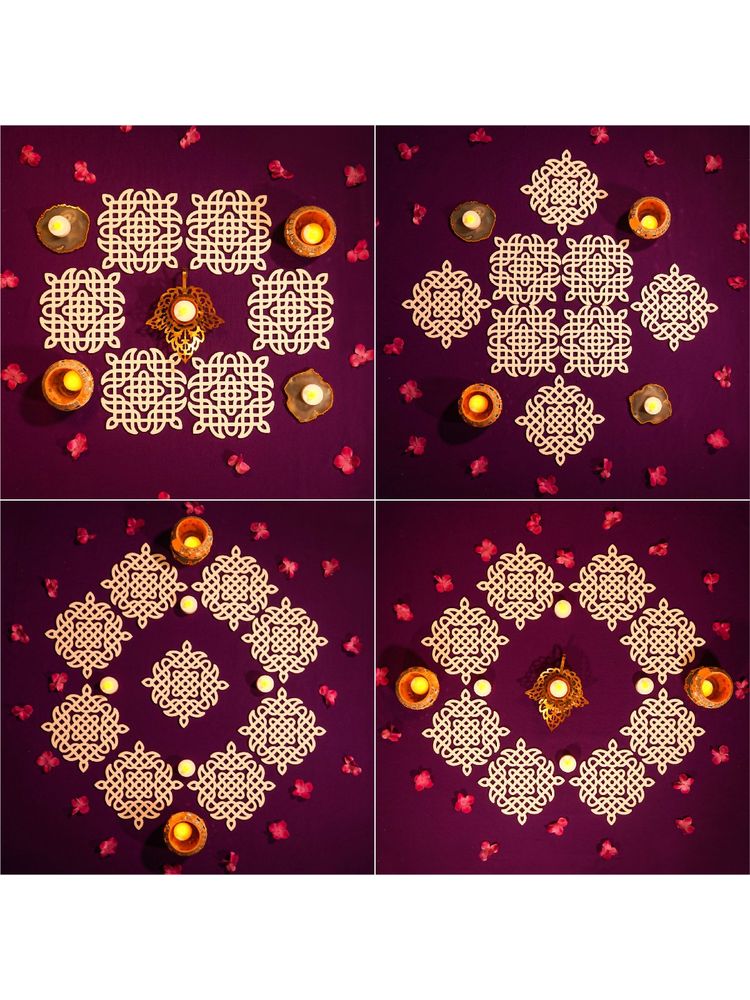 Island Rangoli Megh Kolam Motif - Set Of 16 (6 Inches) Regional Rangoli-image-42