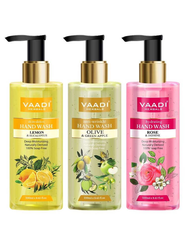 Vaadi Herbals Luxurious Lemon & Eucalyptus, Olive & Green Apple, Rose & Jasmine Handwash - Pack of 3-picture-18